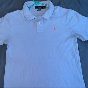 blue polo shirt